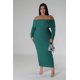 thumbnail image 1 of Saronite Vestido Elástico de Manga Larga sin Tirantes, con Hombros Descubiertos y Escote, Color Verde (Talla Grande para Mujer), 1 of 4