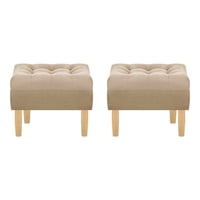 Bodevir - Set Pouf Wood 1C Felpa 05 Beige
