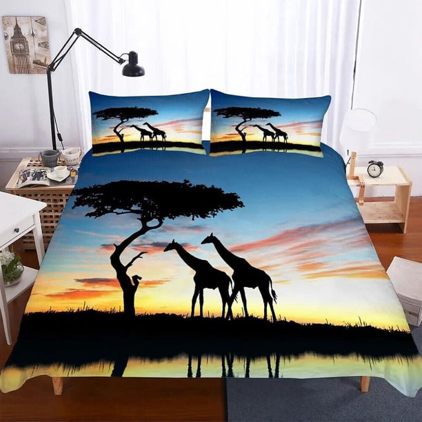Giraffes Gift Quilt Duvet Cover Set Bedclothes Pillowcase3-Piece Bedding Set