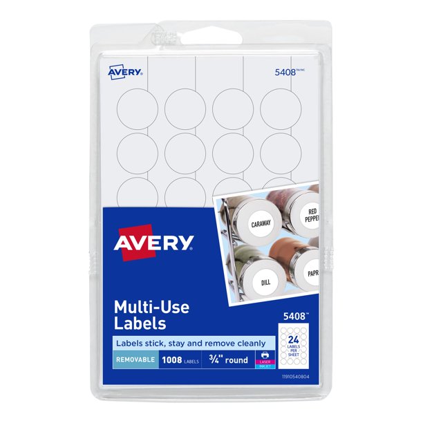 Etiquetas extraíbles Avery para impresión o escritura láser/inyección de tinta de 0,75 pulgadas