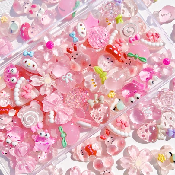 Set Mixto de 60 Adornos de Resina FULUSODO en Rosa