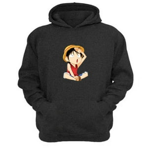 Genérico - Polerón Canguro Luffy Gris Oscuro Talla Xs Unisex