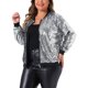 thumbnail image 4 of Chaqueta metálica de talla grande para mujer de Agnes Orinda, chaquetas bomber de lentejuelas brillantes para fiesta, 1X plata, 4 of 6
