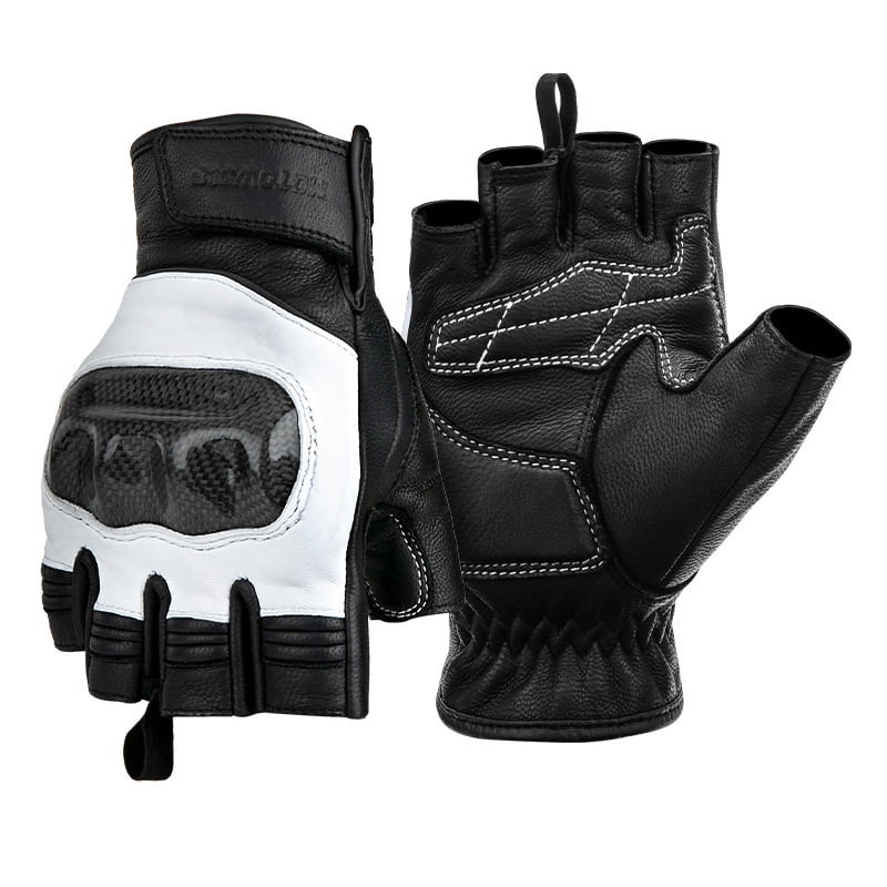 Guantes De Cuero Medio Dedo Para Motociclismo Motowolf 0334b