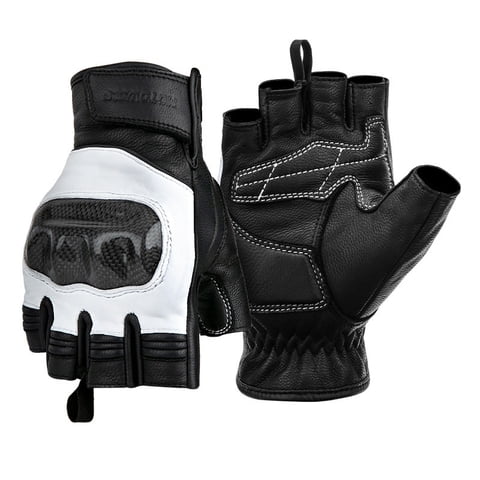 Guantes De Cuero Medio Dedo Para Motociclismo Motowolf 0334B