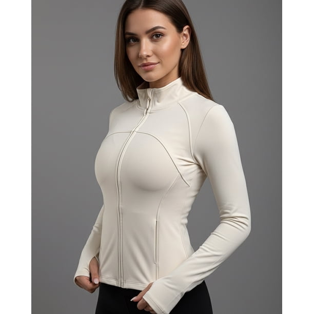 Chaqueta Deportiva Mujer Ajustada Gym Fitness Entrenamiento con Bolsillos