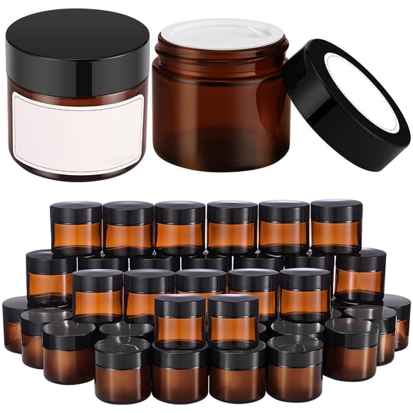 Frascos De Vidrio 2 Oz 60 Ml Color Ámbar Con Tapas Paquete De 48 Tarros De Crema