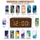thumbnail image 4 of Reloj despertador digital de madera con carga inalámbrica, pantalla LED de 3 alarmas, control de sonido y función de repetición dual para dormitorio, mesita de noche y oficina., 4 of 8