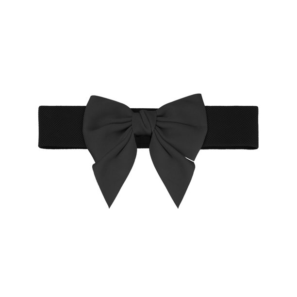 INSPIRE CHIC Cinturón elástico ancho para mujer de talla grande con decoración de lazo en la cintura, cinturones versátiles de moda 31.9-39.4" Negro