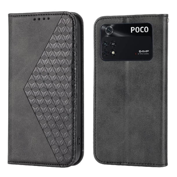 Funda Flip FOXDOCK para Xiaomi Poco X4 Pro 5G , Estilo Billetera con Diseño Rombo, Correa de Mano y Soporte, Uso Diario