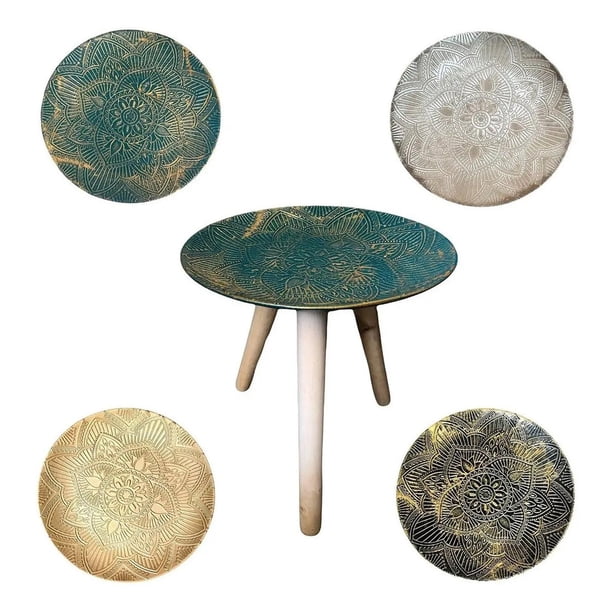 Mesa Lateral Dorada Mandala Mesa De Centro Decoración 40cm dorado