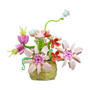 Soleio - Juguete Bloques De Construcción Flores En Cesta Rosa