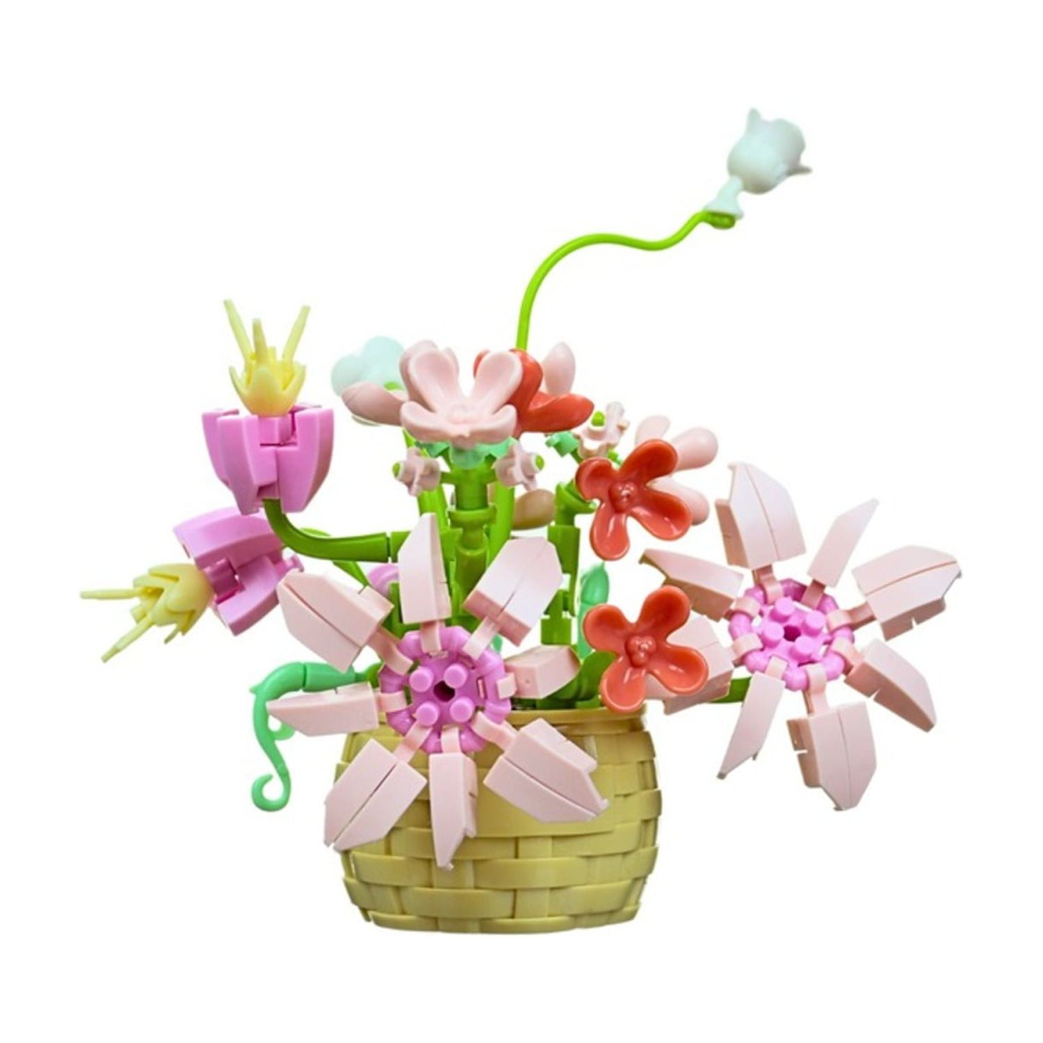 Soleio - Juguete Bloques De Construcción Flores En Cesta Rosa