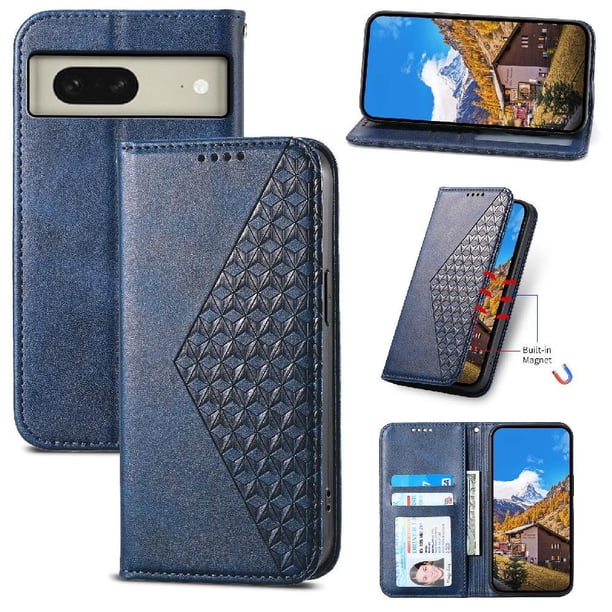 Funda Flip FOXDOCK para Google Pixel 8 , Estilo Billetera con Diseño Rombo, Correa de Mano y Soporte, Uso Diario