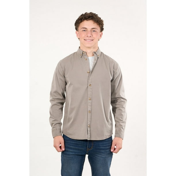Camisa Manga Larga De Algodón Twill Procesada Wi5306