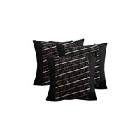 Genérico - Pack De 3 Fundas De Cojin Chenille Con Flecos Negro