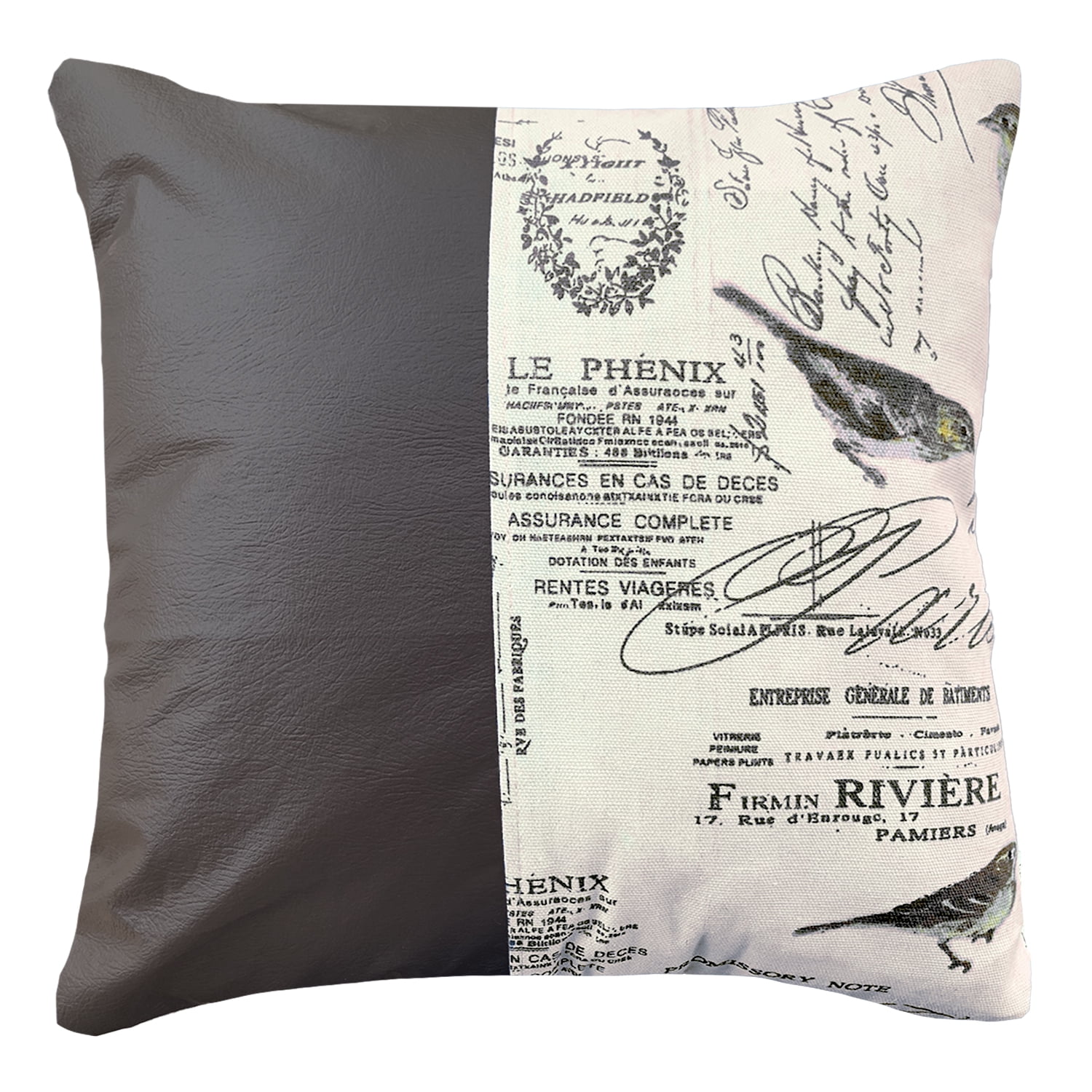 Elizabeth Peper - Funda Cojin Decorativo Ecocuero Aves Cafe 45x45