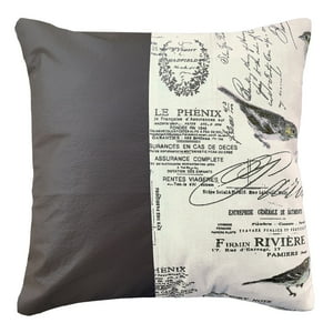Elizabeth Peper - Funda Cojin Decorativo Ecocuero Aves Cafe 50X50