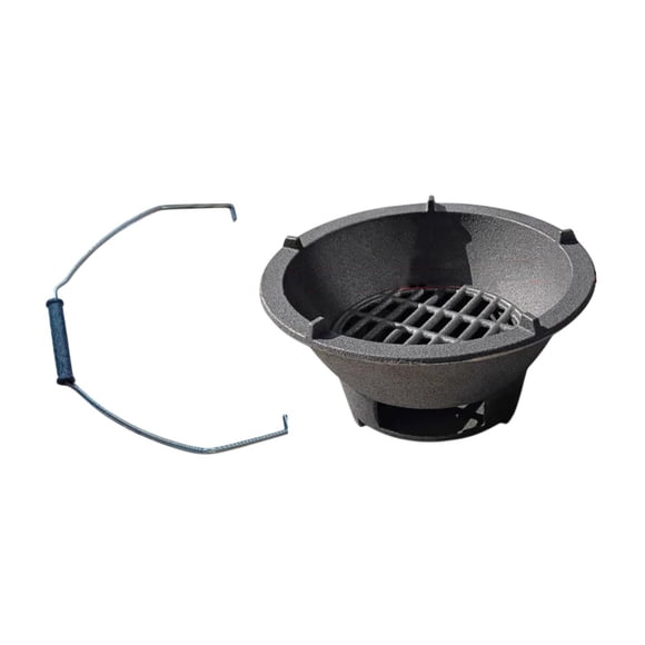Grill de carbón portátil, parrilla de barbacoa, mini horno de mesa de hierro fundido japonés para el patio de campamento para acampar mochila al aire 20 cm
