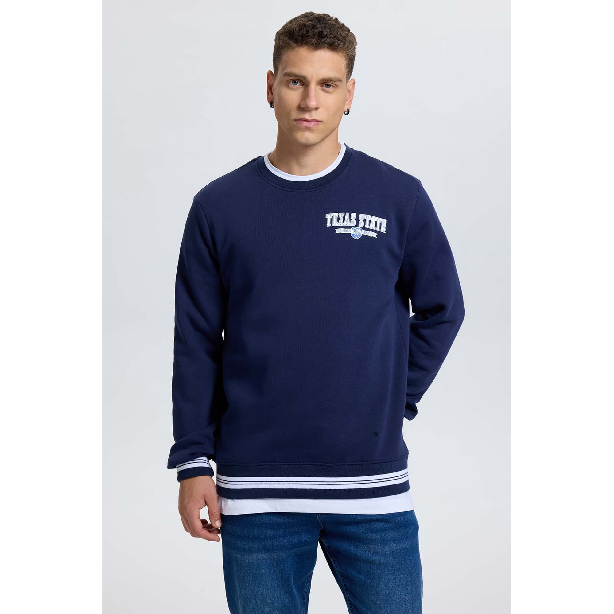 Fashionspark - Polerón Hombre Print College Azul