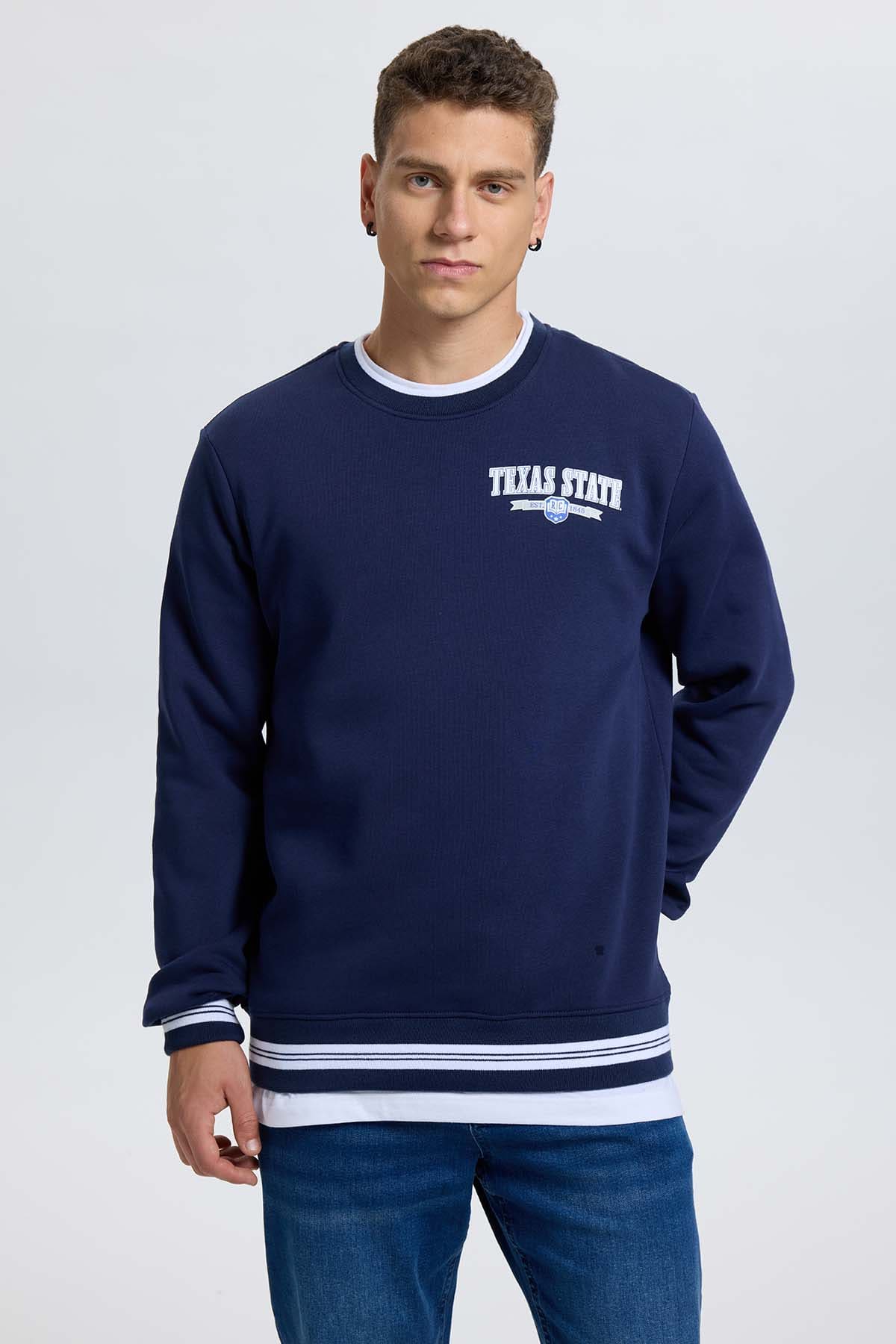 Fashionspark - Polerón Hombre Print College Azul