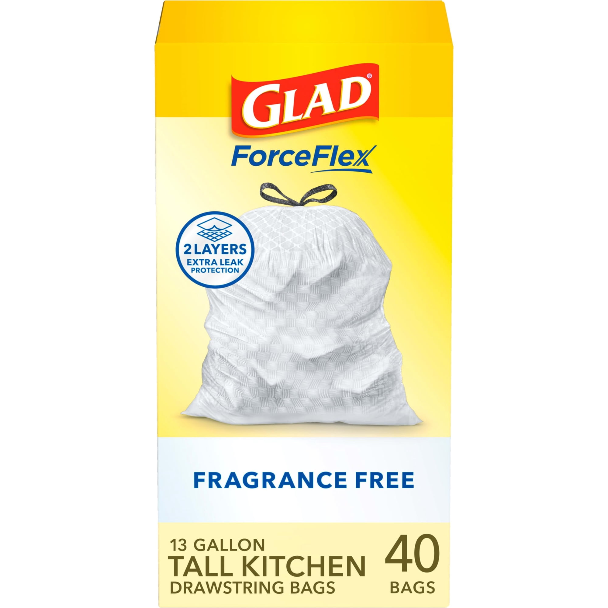 Bolsas De Basura Glad Forceflex Tall Kitchen De 13 Litros Y 40 Unidades, Sin Fragancia