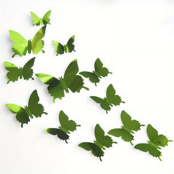 12pcs 3D Mirror Butterfly Wall Stickers Butterfly Wall Stickers Removable DIY Wall Painting Party Wedding Decoration Home Decor