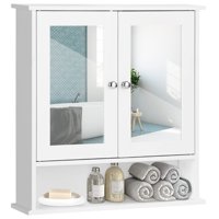 Mueble De Baño Montado En La Pared Costway Con 2 Puertas Con Espejo