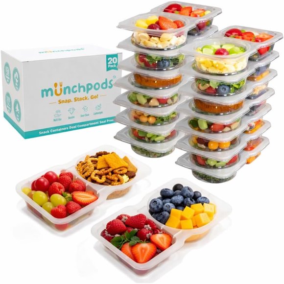 Munchpods Reusable Snack Containers with Lids, 20 Pack, 40 Pieces