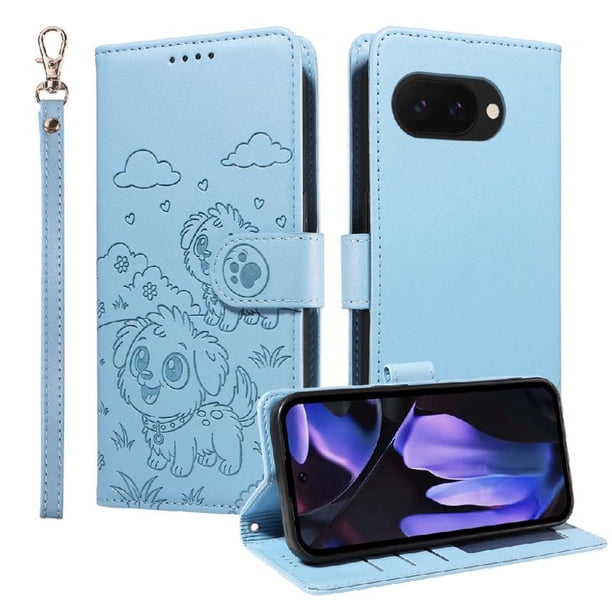 Funda Billetera FOXDOCK Compatible con Google Pixel 9A, Diseño Perrito Tierno, Ranuras para Tarjetas y Soporte Plegable
