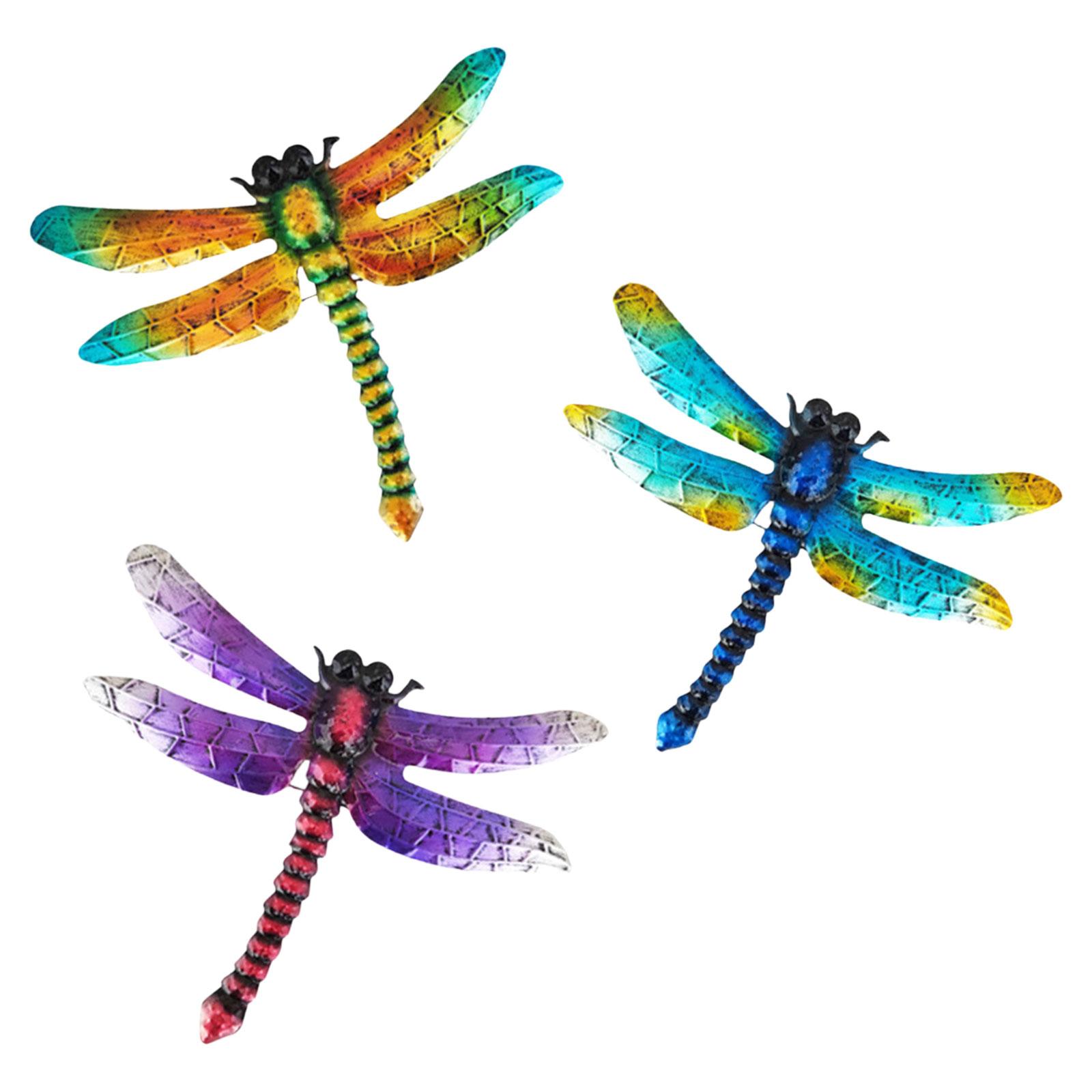 Bothyi - 3 Piezas De Libélula, Decoración Artística De Pared, Adorno De Hierro Para Patio, Sala De Estar, Balcón