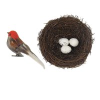 Magideal - De Pájaro Artificial Natural, Decoración De Jardín, De Pájaro De Ratán, De Pájaro Hecho , Manualidades Para Patio, Navidad, Boda, Naranja