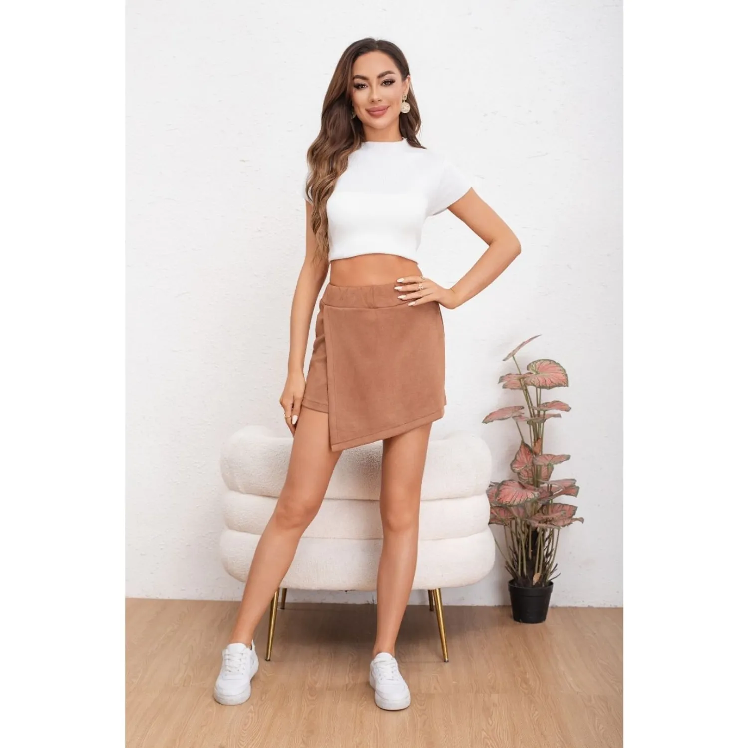 Likeshop - Mini Falda Short Mujer Liso Juvenil Casual Tendencia 0124