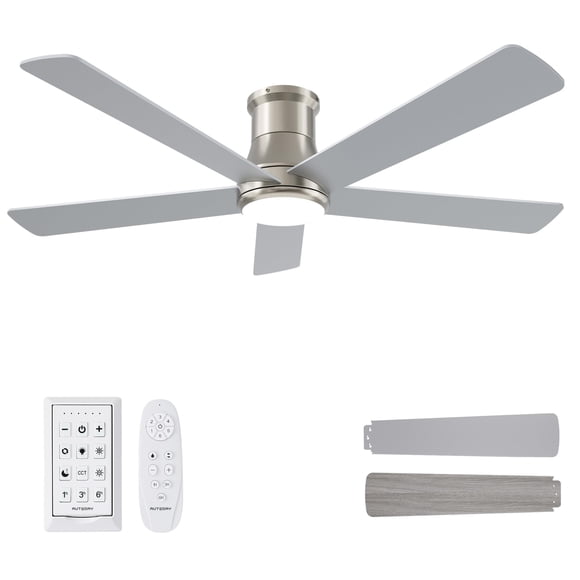 Ventilador de techo Autoday 132 cm con control remoto LED níquel cepillado