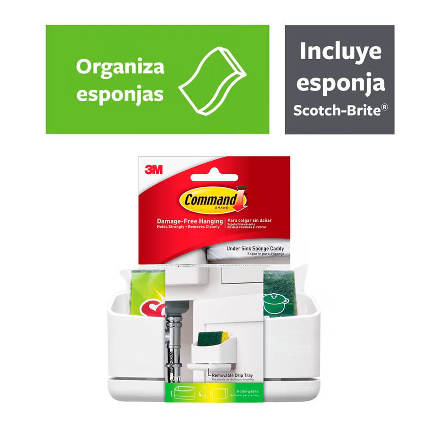 Soporte Para Esponja De Cocina Blanco Command