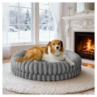 Cama Para Perro Balance 91 Cm Redonda Ortopédica Lavable Gris