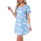 thumbnail image 4 of INSPIRE CHIC Camisón a Rayas Coloridas para Mujer Regreso a Clases Camiseta de Manga Corta Cuello Redondo Vestido Ligero Casual para Dormir M Nube Luna, 4 of 6