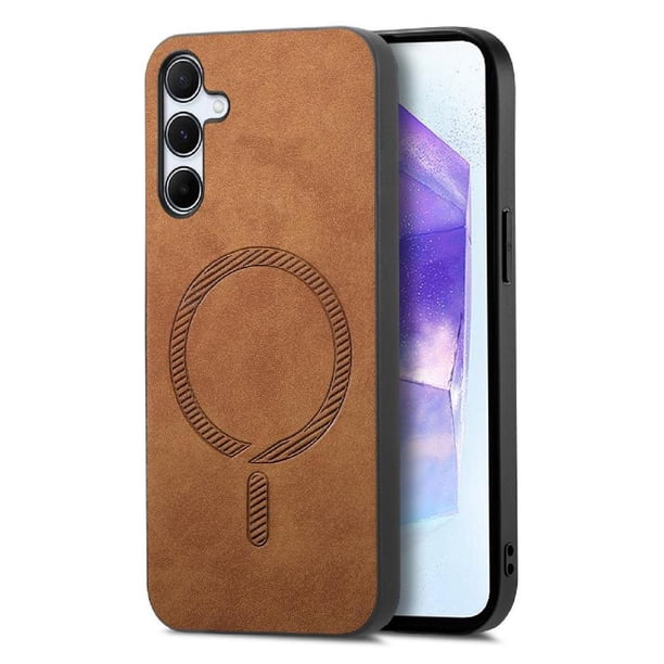 Magnetic Slim Case for Samsung Galaxy A55 with Camera Guard & Anti-Scratch Back Brown