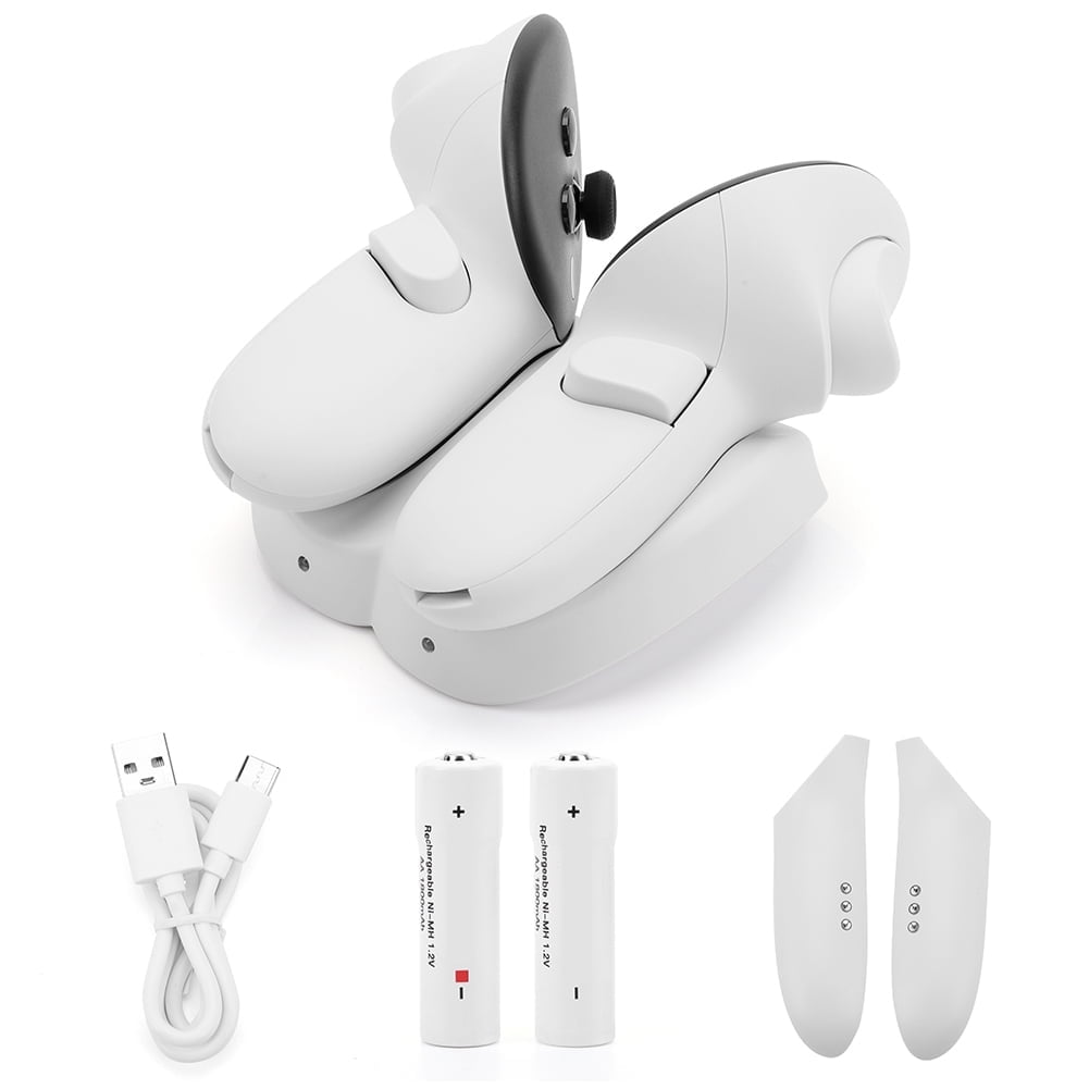 Base De Carga Aaronmei Para Controlador Con 2 Baterías Recargables 20w Blanco