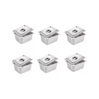 Importclick - Pack 6 Deposito Gastronómico Acero Con Tapa 17X26 Cm