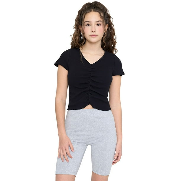 Polera Niña Teen MC Rib Full Negro Corona