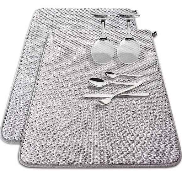 Alfombrilla para secar platos Baaxxango, microfibra, 60 x 43 cm, color gris absorbente