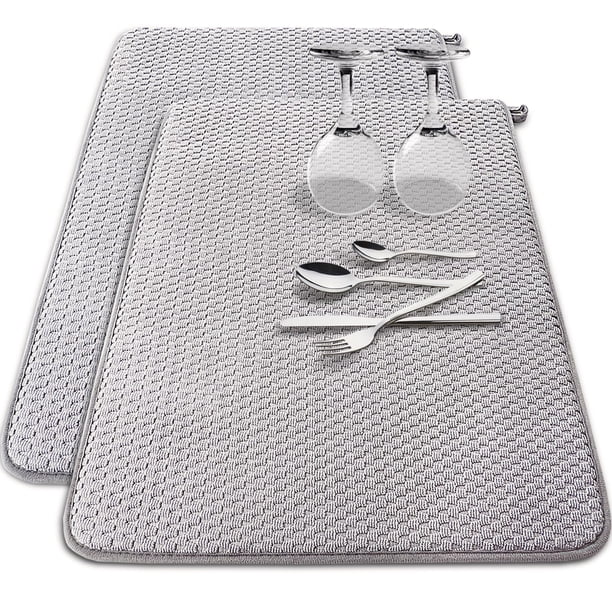 Alfombrilla para secar platos Baaxxango, microfibra, 60 x 43 cm, color gris absorbente