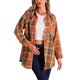 thumbnail image 2 of INSPIRE CHIC Camisa de Franela Vintage a Cuadros para Mujer de Manga Larga con Botones y Cuello Abatible Blusas Tops Cárdigan Casual S Naranja, 2 of 6