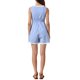 thumbnail image 3 of INSPIRE CHIC Romper sin mangas de cuadros vichy para mujeres con ribete de encaje, cintura fruncida, mono corto M azul claro, 3 of 6