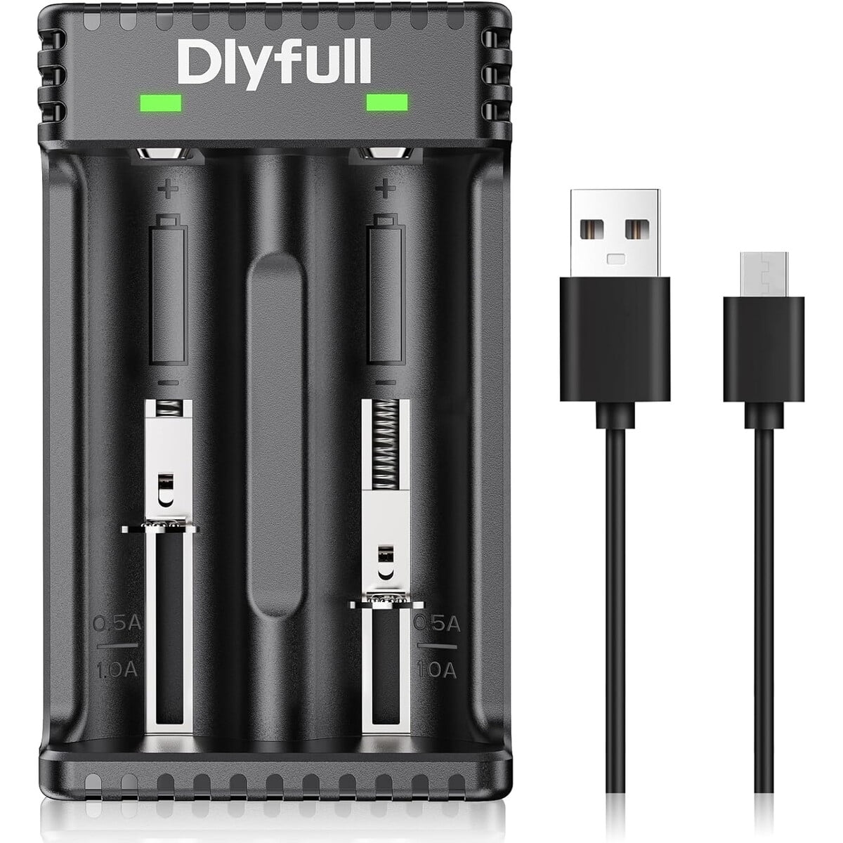 Cargador De Baterías Dlypow 2 Bahías 18650 14500 Aa Aaa Usb