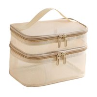 Magideal - Neceser De Viaje, Organizador De Cosméticos Para Baño, Neceser Con Cremallera, Bolso Multifuncional, Portátil Para Botellas De Tamaño Completo, , Beige