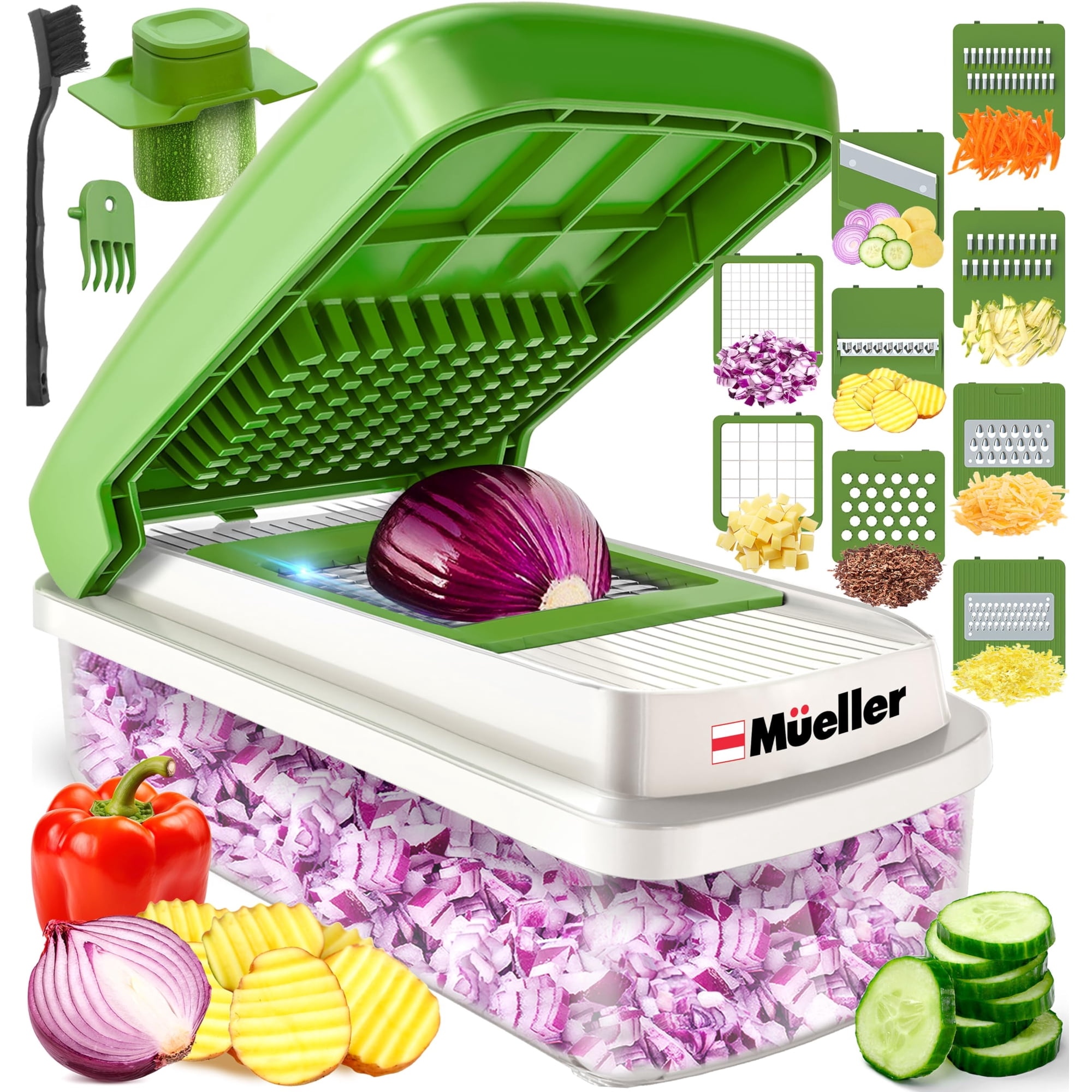 Picadora De Verduras Kitchen Gadget Mueller De 9 Cuchillas Con Recipiente