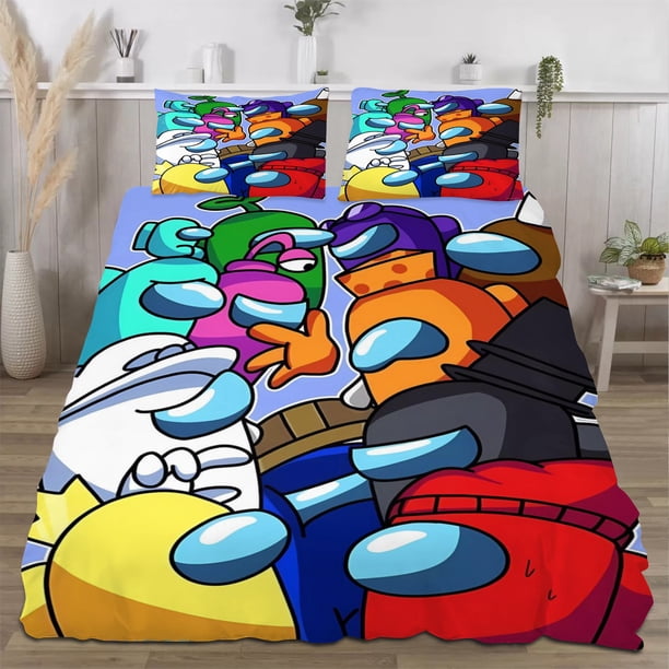 Among Us Bedding Comforter SetsQueen Quilt Bedding Set3 Pieces Set Bedding Twin SizeColorful Soft Lightweight Print All Season 177*218CM