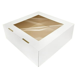 Genérico - Pack 5 Caja Torta Cuadrada Ventana Sup 34,5X15 Cm Blanco